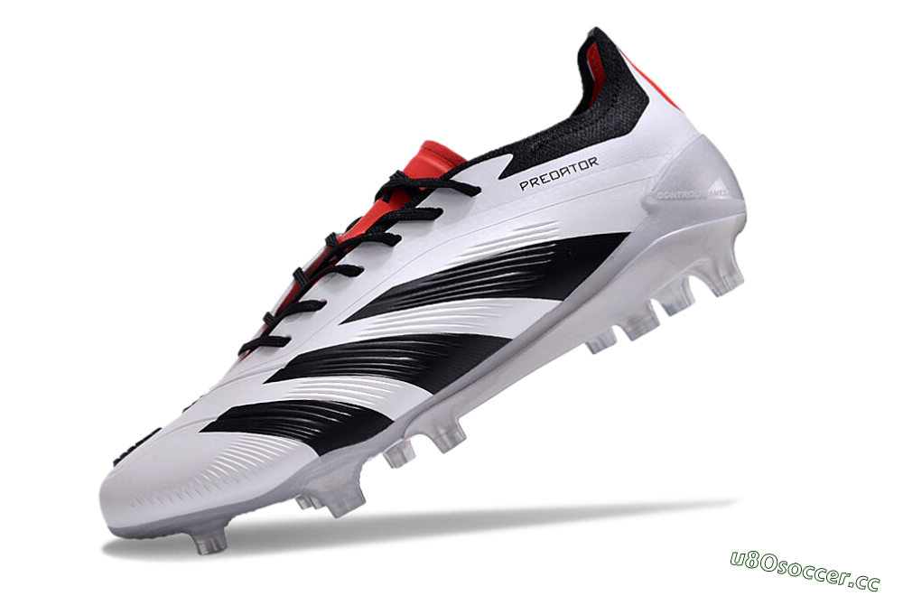 Men's Adidas Predator Accuracy 2024 FG Firm Ground Low-Tops Football Boots - White/Black/Red 5