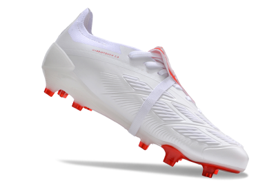 Men's Adidas Predator Elite Foldover Tongue FG Firm Ground Low-Tops Football Boots - White/Red
