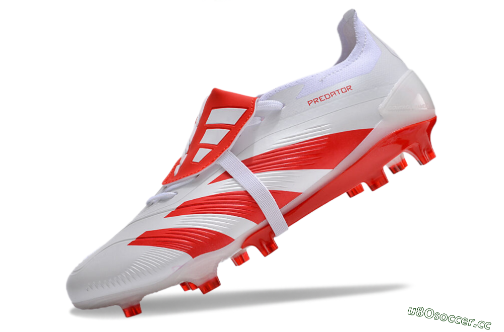 Men's Adidas Predator Elite Foldover Tongue FG Firm Ground Low-Tops Football Boots - White/Red 5