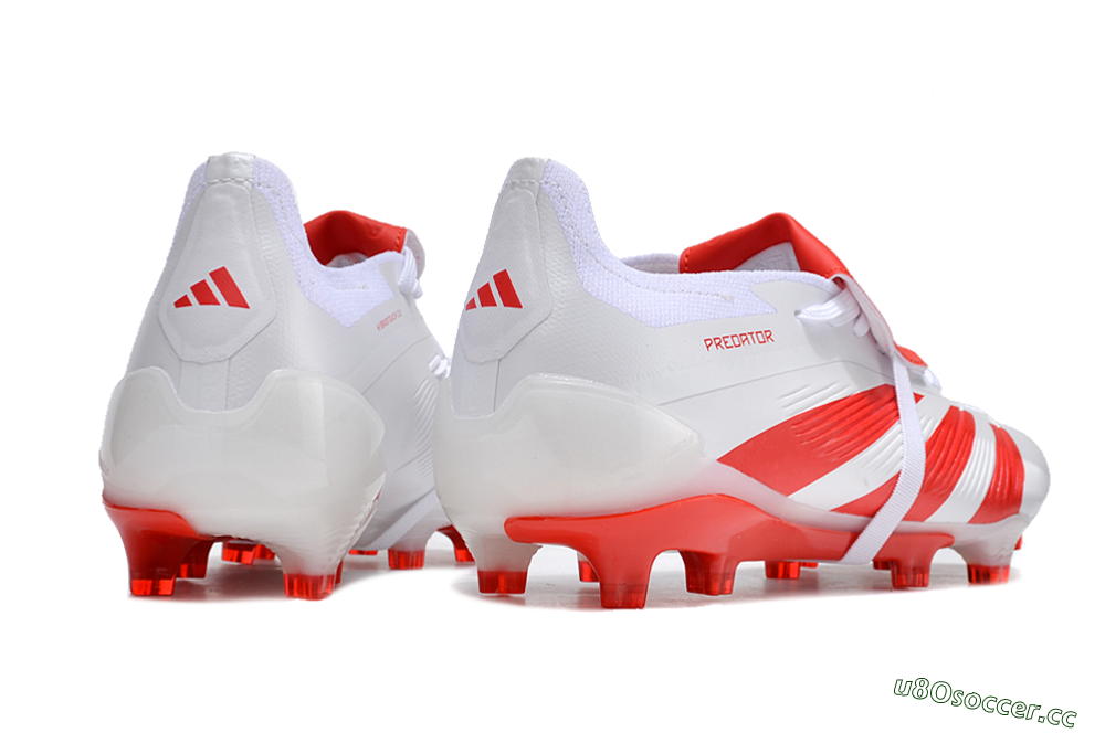 Men's Adidas Predator Elite Foldover Tongue FG Firm Ground Low-Tops Football Boots - White/Red 6