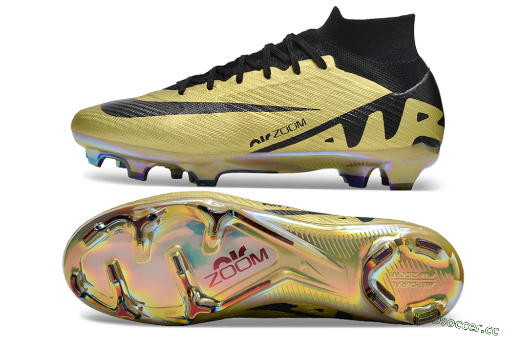 Men's Nike Air Zoom Mercurial Superfly 9 Elite FG Firm Ground High-Tops Football Boots - Gold/Black 1