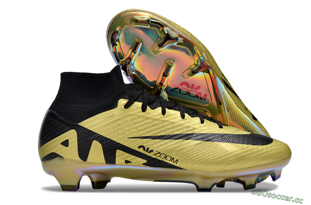 Men's Nike Air Zoom Mercurial Superfly 9 Elite FG Firm Ground High-Tops Football Boots - Gold/Black 2