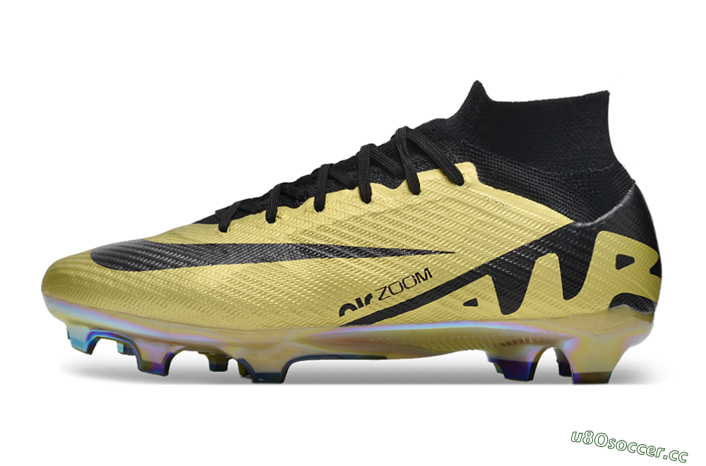 Men's Nike Air Zoom Mercurial Superfly 9 Elite FG Firm Ground High-Tops Football Boots - Gold/Black 0