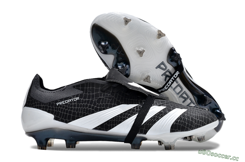 Men's Adidas Predator Elite Foldover Tongue FG Firm Ground Low-Tops Football Boots - Black/White 2