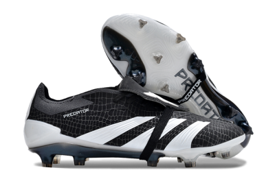 Men's Adidas Predator Elite Foldover Tongue FG Firm Ground Low-Tops Football Boots - Black/White