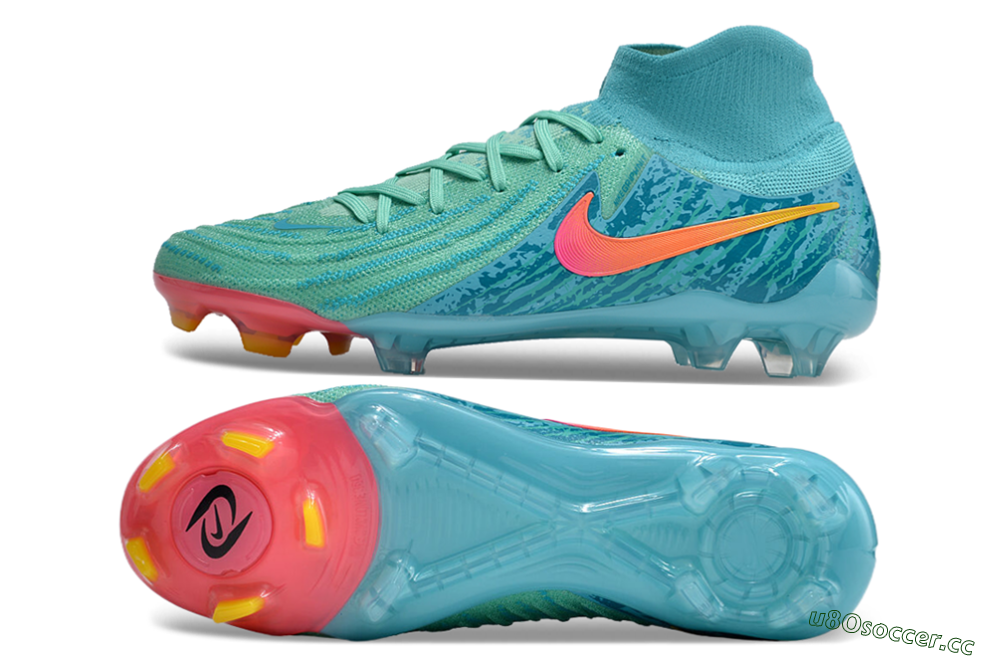 Unisex Nike Phantom Luna 2 Elite Vortex LV8 FG Firm Ground High-Tops Football Boots - Green/Orange/Black 1