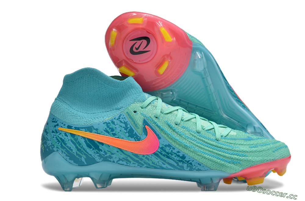 Unisex Nike Phantom Luna 2 Elite Vortex LV8 FG Firm Ground High-Tops Football Boots - Green/Orange/Black 2