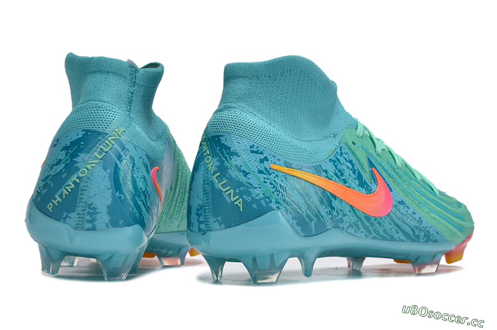 Unisex Nike Phantom Luna 2 Elite Vortex LV8 FG Firm Ground High-Tops Football Boots - Green/Orange/Black 6