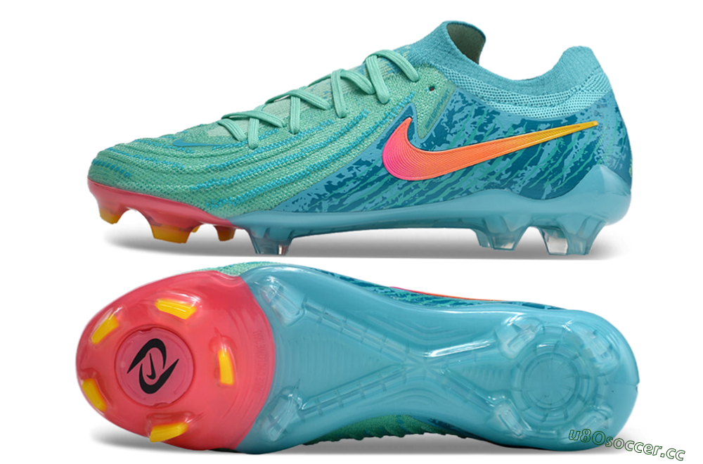 Unisex Nike Phantom Luna 2 Elite Vortex LV8 FG Firm Ground Low-Tops Football Boots - Green/Orange/Black 1