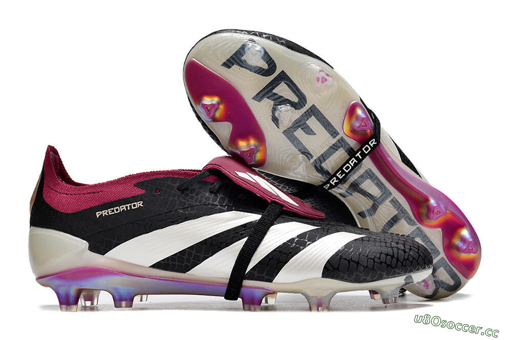 Men's Adidas Predator Accuracy+ FG Firm Ground Low-Tops Football Boots - Black/White/Purple 2