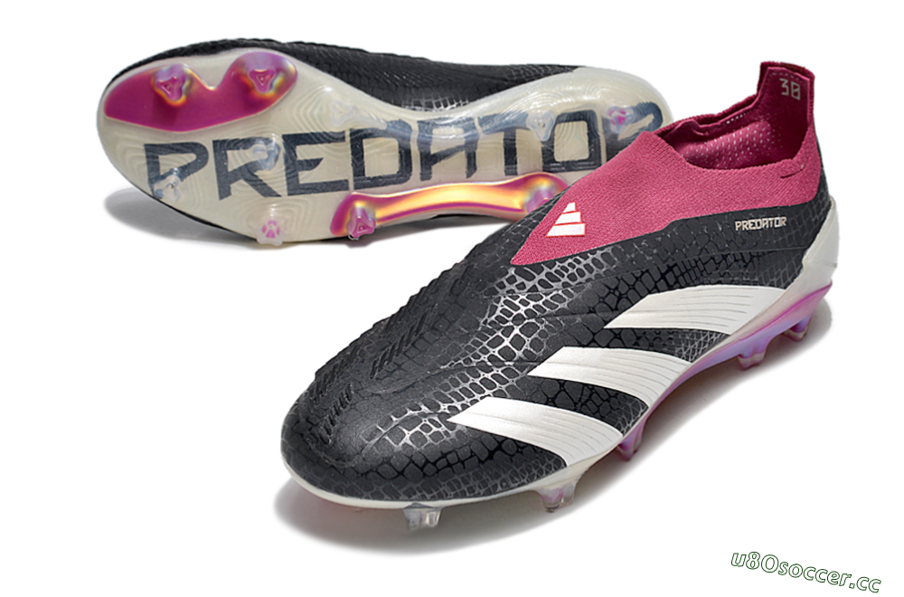 Men's Adidas Predator Accuracy+ FG Firm Ground Low-Tops Football Boots - Black/White/Pink 3