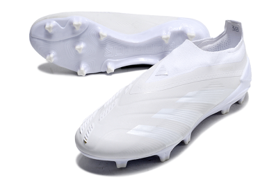 Men's Adidas Predator Accuracy+ FG Firm Ground Low-Tops Football Boots - White/White