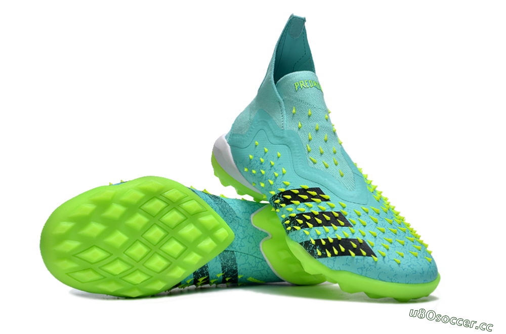 Unisex Adidas Predator Freak+ TF Artificial Turf High-Tops Football Shoes - Blue/Black/Yellow 3