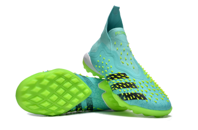 Unisex Adidas Predator Freak+ TF Artificial Turf High-Tops Football Shoes - Blue/Black/Yellow