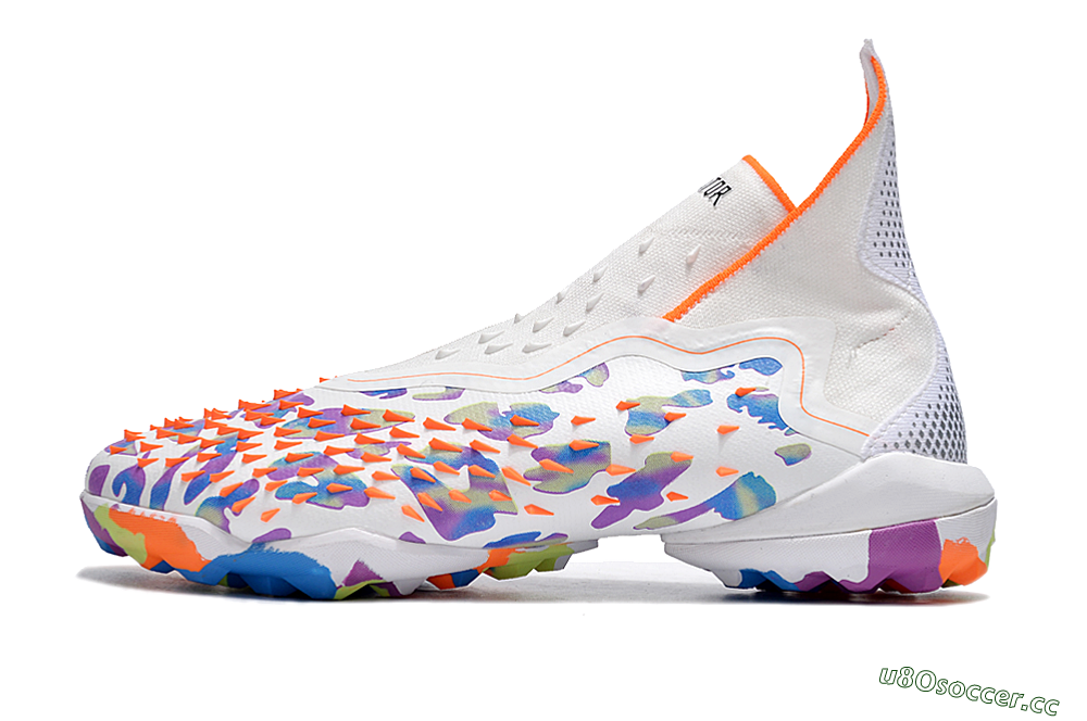 Unisex Adidas Predator Freak+ TF Artificial Turf High-Tops Football Shoes - White/Orange/Blue/Purple 0