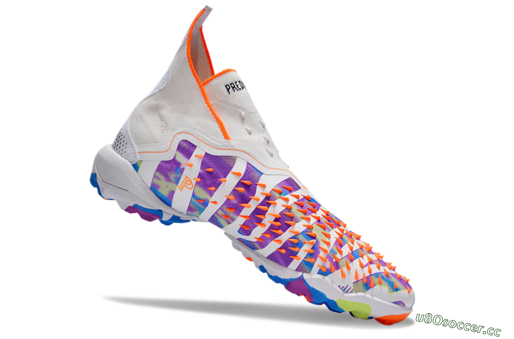 Unisex Adidas Predator Freak+ TF Artificial Turf High-Tops Football Shoes - White/Orange/Blue/Purple 4