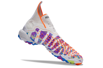 Unisex Adidas Predator Freak+ TF Artificial Turf High-Tops Football Shoes - White/Orange/Blue/Purple