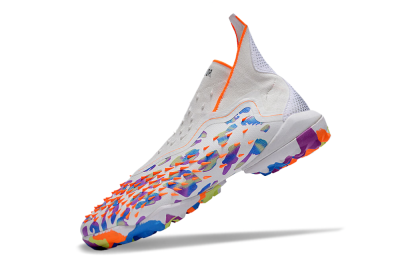 Unisex Adidas Predator Freak+ TF Artificial Turf High-Tops Football Shoes - White/Orange/Blue/Purple