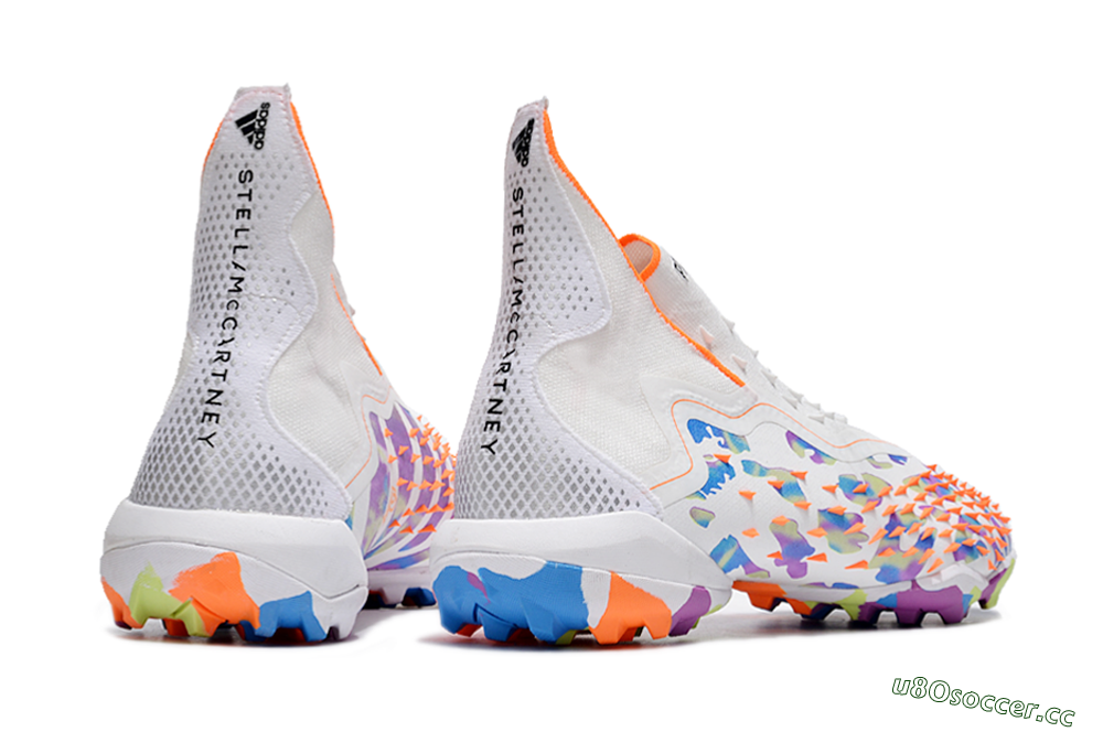 Unisex Adidas Predator Freak+ TF Artificial Turf High-Tops Football Shoes - White/Orange/Blue/Purple 6