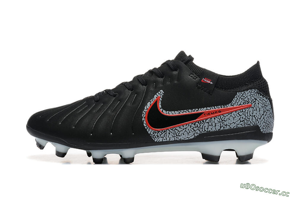 Men's Nike Tiempo Legend 10 Elite FG Firm Ground Low-Tops Football Boots - Black/Red/Grey 0