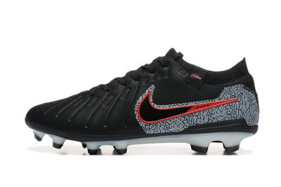 Men's Nike Tiempo Legend 10 Elite FG Firm Ground Low-Tops Football Boots - Black/Red/Grey