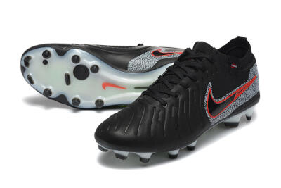 Men's Nike Tiempo Legend 10 Elite FG Firm Ground Low-Tops Football Boots - Black/Red/Grey