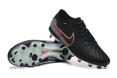 Men's Nike Tiempo Legend 10 Elite FG Firm Ground Low-Tops Football Boots - Black/Red/Grey