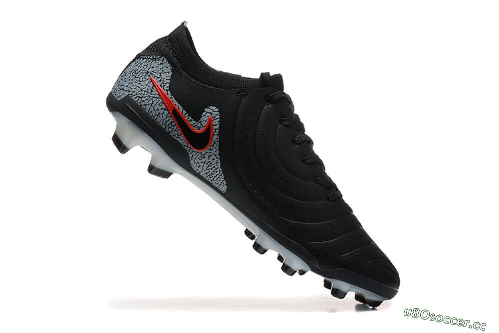 Men's Nike Tiempo Legend 10 Elite FG Firm Ground Low-Tops Football Boots - Black/Red/Grey 7