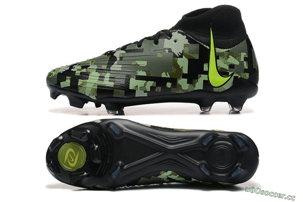 Men's Nike Phantom Luna Elite NU FG Firm Ground High-Tops Football Boots - Black/Camo/Yellow 1