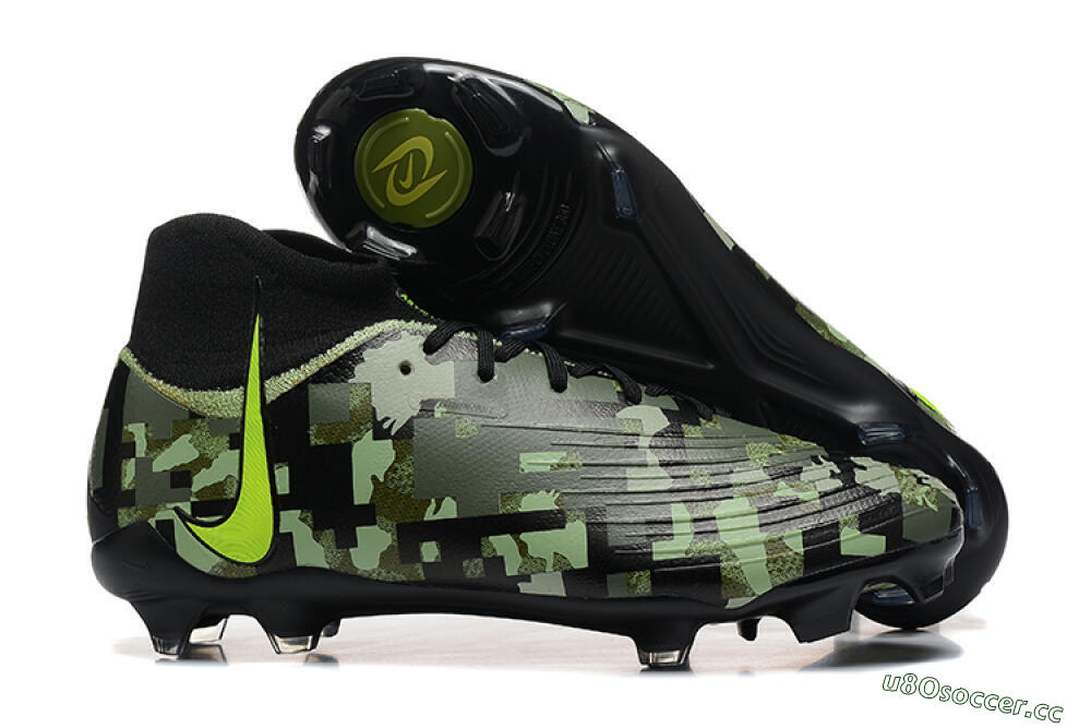 Men's Nike Phantom Luna Elite NU FG Firm Ground High-Tops Football Boots - Black/Camo/Yellow 2