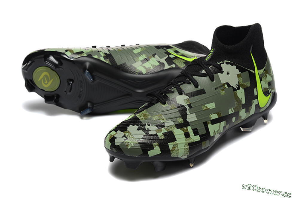 Men's Nike Phantom Luna Elite NU FG Firm Ground High-Tops Football Boots - Black/Camo/Yellow 3