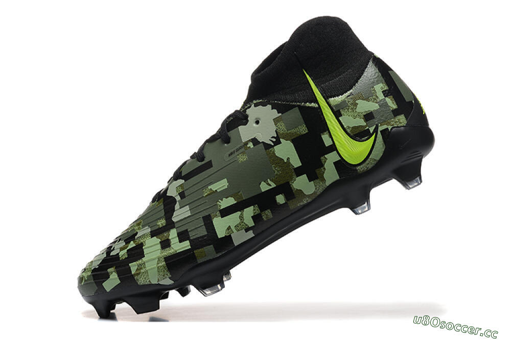 Men's Nike Phantom Luna Elite NU FG Firm Ground High-Tops Football Boots - Black/Camo/Yellow 8