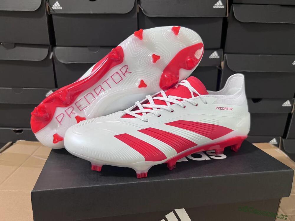 Men's Adidas Predator Accuracy.1 FG Firm Ground Low-Tops Football Boots - Beige/White/Red 8