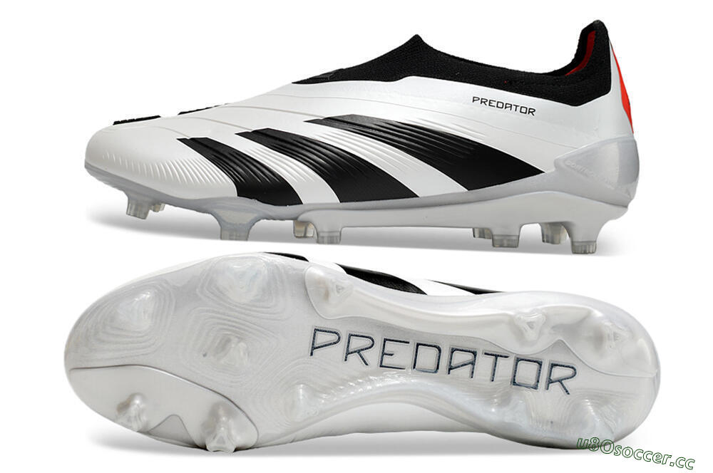 Men's Adidas Predator Accuracy+ FG Firm Ground Low-Tops Football Boots - White/Black/Red 1