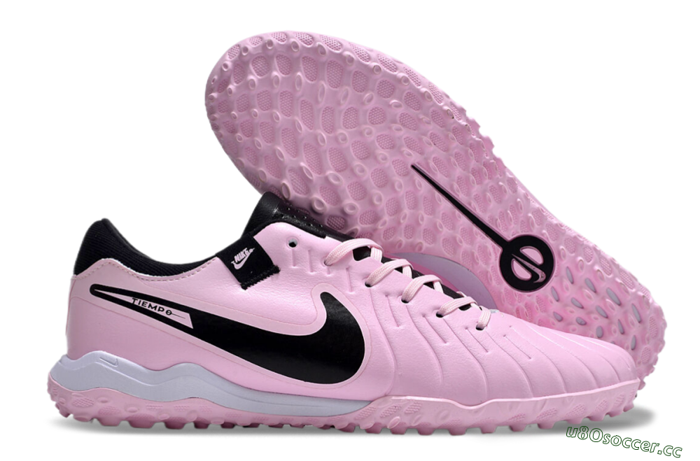 Men's Nike Tiempo Legend 10 Pro TF Artificial Turf Low-Tops Football Shoes - Pink/Black/White 2