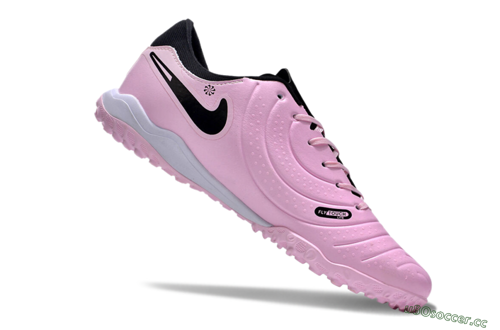 Men's Nike Tiempo Legend 10 Pro TF Artificial Turf Low-Tops Football Shoes - Pink/Black/White 4