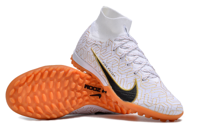 Unisex Nike Air Zoom Mercurial Superfly 9 Elite TF Artificial Turf High-Tops Football Shoes - White/Black/Gold