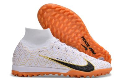 Unisex Nike Air Zoom Mercurial Superfly 9 Elite TF Artificial Turf High-Tops Football Shoes - White/Black/Gold
