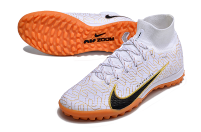 Unisex Nike Air Zoom Mercurial Superfly 9 Elite TF Artificial Turf High-Tops Football Shoes - White/Black/Gold