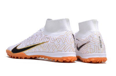 Unisex Nike Air Zoom Mercurial Superfly 9 Elite TF Artificial Turf High-Tops Football Shoes - White/Black/Gold