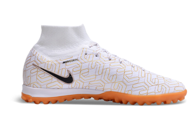 Unisex Nike Air Zoom Mercurial Superfly 9 Elite TF Artificial Turf High-Tops Football Shoes - White/Black/Gold