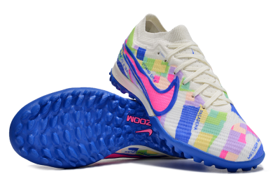 Unisex Nike Air Zoom Mercurial Vapor 15 Elite TF Artificial Turf Low-Tops Football Shoes - White/Rainbow
