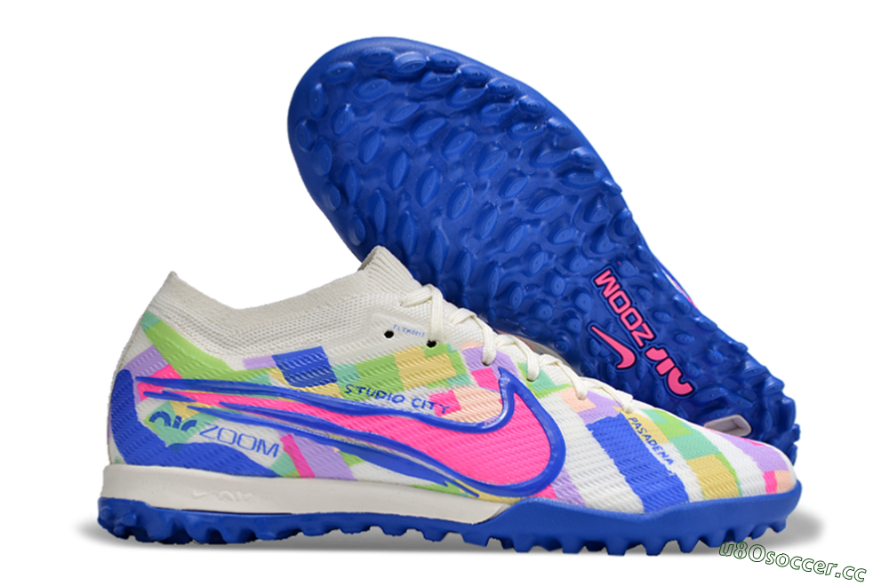 Unisex Nike Air Zoom Mercurial Vapor 15 Elite TF Artificial Turf Low-Tops Football Shoes - White/Rainbow 2