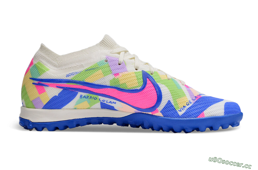 Unisex Nike Air Zoom Mercurial Vapor 15 Elite TF Artificial Turf Low-Tops Football Shoes - White/Rainbow 5