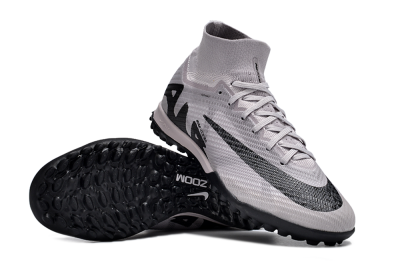 Unisex Nike Air Zoom Mercurial Superfly 9 Elite TF Artificial Turf High-Tops Football Shoes - Grey/Purple/Black