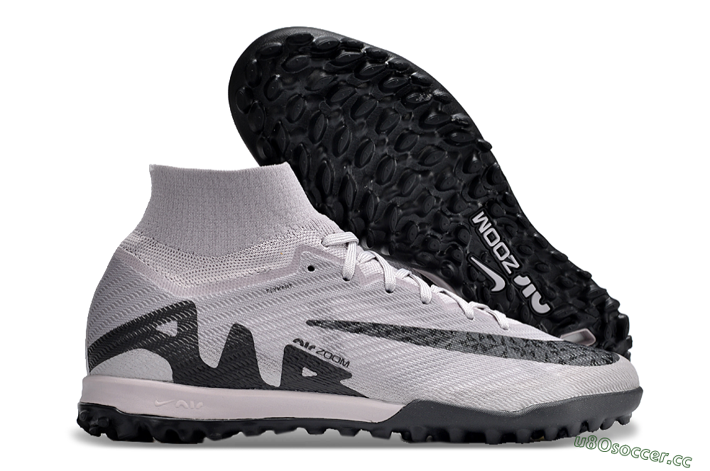 Unisex Nike Air Zoom Mercurial Superfly 9 Elite TF Artificial Turf High-Tops Football Shoes - Grey/Purple/Black 2