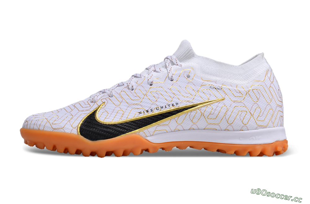 Unisex Nike Air Zoom Mercurial Vapor 15 Elite TF Artificial Turf Low-Tops Football Shoes - White/Black/Gold 0