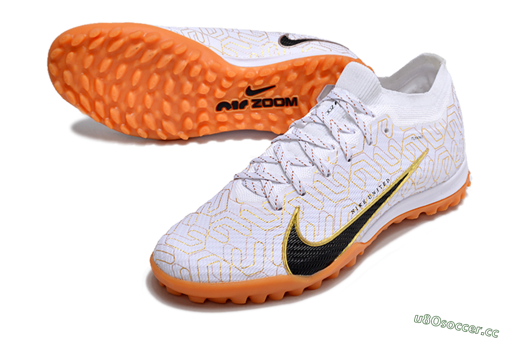 Unisex Nike Air Zoom Mercurial Vapor 15 Elite TF Artificial Turf Low-Tops Football Shoes - White/Black/Gold 3