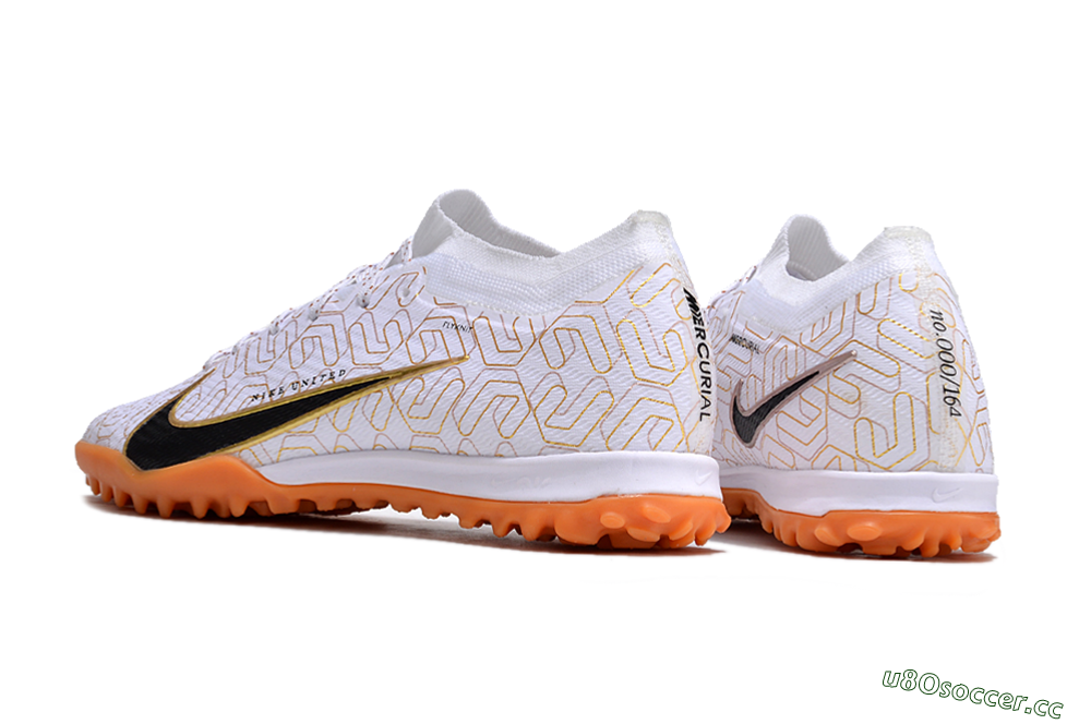 Unisex Nike Air Zoom Mercurial Vapor 15 Elite TF Artificial Turf Low-Tops Football Shoes - White/Black/Gold 4