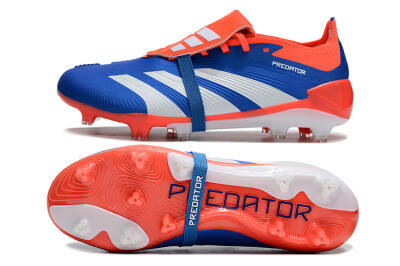 Unisex Adidas Predator Elite Foldover Tongue FG Firm Ground Low-Tops Football Boots - Blue/White/Red